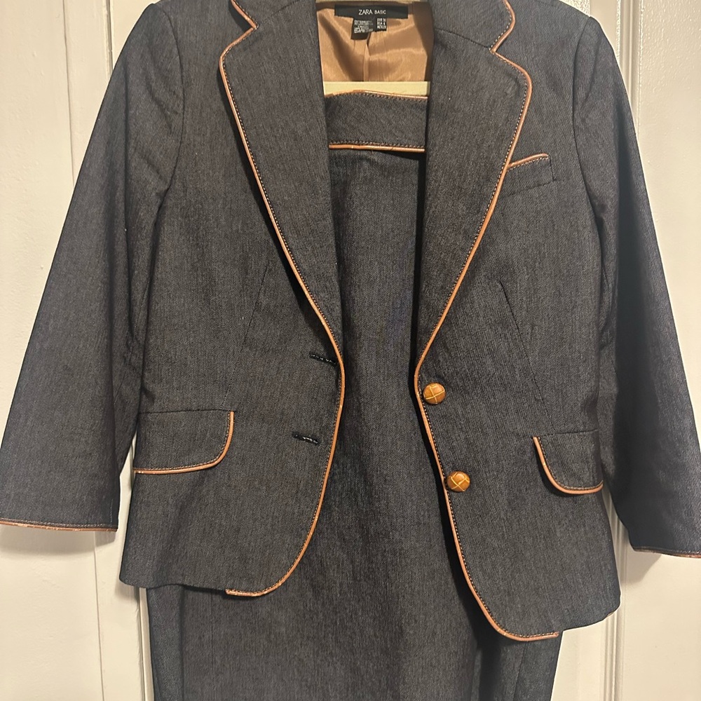 Zara Basic Gray Blazer With Orange Lining - image 1